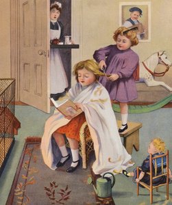 Um barbeiro malandro (litografia a cores) de English School