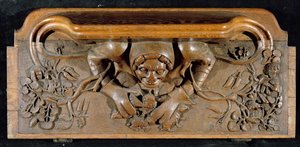 Um misericordioso representando um ogro com ombros enormes, New College Chapel, Oxford, final do século XIV (madeira)