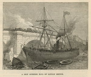 Um, navio, executando, falta, de, ponte londres de English School