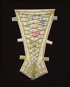 Um stomacher, do século XVI (lã, linho e cordão) de English School
