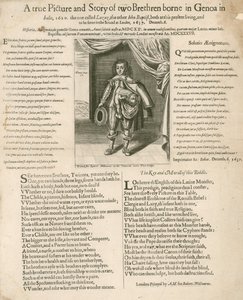 Uma verdadeira imagem e história de dois irmãos nascidos em Gênova na Itália, em 1620 de English School