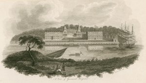 Uma visão do Greenwich Hospital, em Londres de English School