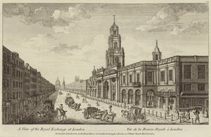 Uma visão do Royal Exchange em Londres de English School