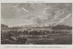 Uma vista da cidade e do porto de São Pedro e São Paulo em Kamtschatka de English School
