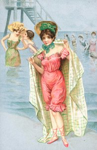 Um, mulher, desgastar, um, traje banho de English School