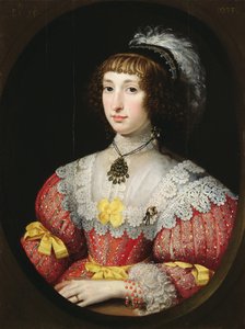 Uma jovem senhora com um toucado de plumas de English School