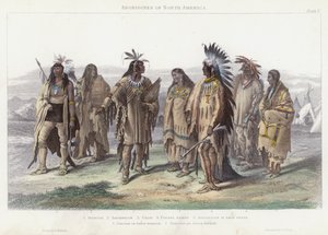 Aborígenes da América do Norte (gravura colorida) de English School