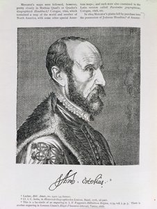 Ilustração de Abraham Ortelius (1527-98) do Volume IV de &39;Narrative and Critical History of America&39;, 1886 de English School