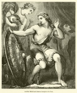 O escudo e a armadura de Aquiles levados para a sua tenda (gravura) de English School