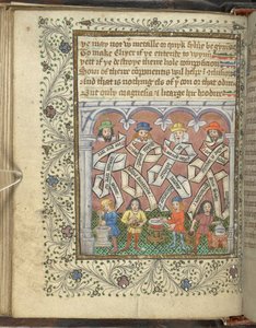 Adicione 10302 fol.32v Os alquimistas Geber (800 ou 900 dC), Arnold de Villanova, Rhasis e Hermes Trismegisto, de 