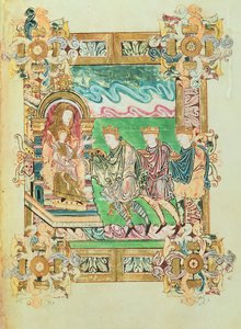 Adicionar 49598 f.24b Adoração dos Magos, da Benedicina de St. Aethelwold, Winchester, c.980 (vellum) de English School