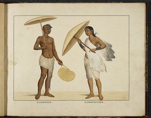 Adicionar ou 1335 Dois brâmanes de Kerala, c.1828 (lito colorido à mão) de English School