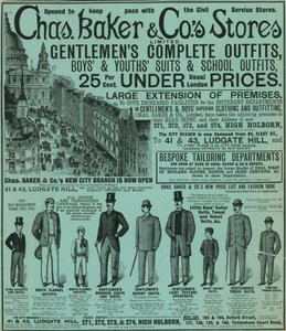 Anúncios de Chas Baker & Cos Stores de English School