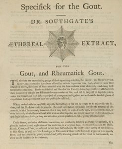 Anúncios de Extrato de Dr Southgates Aethereal para gota e gota reumática de English School