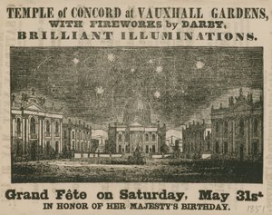 Anúncio de Grand Fete no Templo da Concórdia, Vauxhall Gardens de English School
