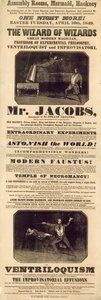 Anúncio para Mr Jacobs, mago e ventríloquo de English School