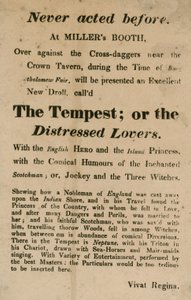 Anúncio para a tempestade; ou The Distressed Lovers, apresentado no Millers Booth, Cross Daggers, perto da Crown Tavern de English School