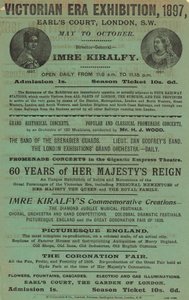 Anúncio para Victorian Era Exhibition, 1897, em Earls Court de English School