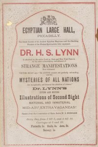 Anúncio para a aparição do Dr. HS Lynn no Salão Egípcio de English School
