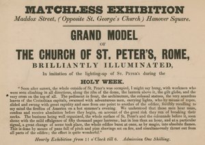 Anúncio para a exposição de um modelo da Igreja de St Peters, Roma de English School