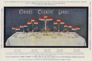 Anúncio, Lâmpadas "Cricklite" da Clarke (chromolitho) de English School