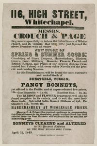 Anúncio para Crouch e Page, 116 High Street, Whitechapel de English School