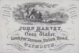 Anúncio para John Harvey, fabricante de armas, Plymouth, Devon de English School