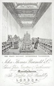 Propaganda para John Thomas Brameld e Co, fabricantes de porcelana, vidro, ferro forjado e faiança, Londres de English School
