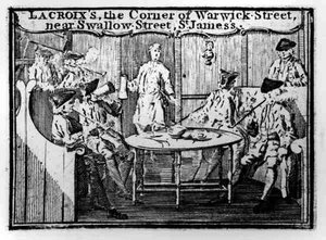 Anúncio para Lacroixs, o canto da Warwick Street, perto de Swallow Street, St Jamess de English School