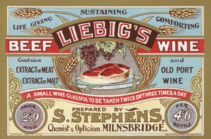 Propaganda para o vinho de vaca Liebigs de English School