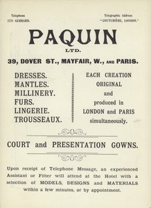 Propaganda para Paquin, costureiras de English School