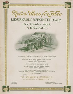 Anúncio para aluguer de automóveis da St James