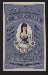Anúncio para o espartilho Poro-Plástico patenteado (cor litho) de English School