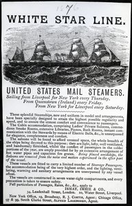 Propaganda da White Star Line, 1876 (papel impresso) de English School