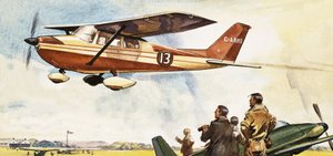 Avião voando na copa do rei, que começou em 1922 de English School