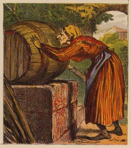 As Fábulas de Esopo: A Mulher e o Balão de Vinho (cor litho) de English School