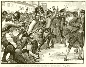 Affray em Boston entre os soldados e os fabricantes de cordas de English School