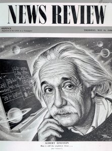 Albert Einstein na capa de &39;News Review&39;, 16 de maio de 1946 (impressão) de English School