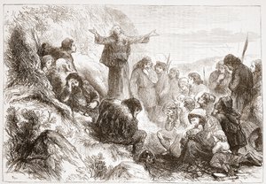 Adoradores albigenses nas margens do Ródano, ilustração da História do Protestantismo por James Aitken Wylie (1808-1890), pub. 1878 de English School