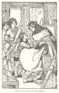 Alfredo, o Grande, e a sua mãe (litografia) de English School