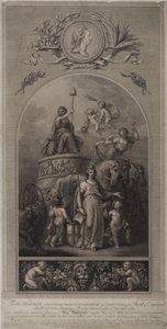 Alegoria da cidade de Londres com a espada do Estado e a carta da cidade" (litografia) de English School