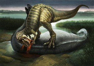 Allosaurus comendo um Apatosaurus de English School