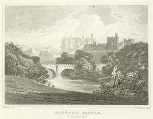 Castelo de Alnewick, Northumberland (gravura) de English School