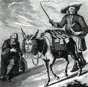 Um burro carregado com os desejos da igreja, 1737 de English School