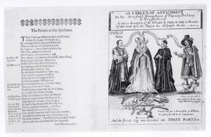 Um Emblema do Anticristo em suas Três Hierarquias do Papado, Prelação e Presbitério, 1649 de English School