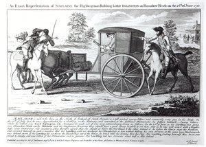 Uma Representação Exata de Maclaine, o ladrão de estradas Robbing Lord Eglington, em Hounslow Heath, no dia 26 de junho de 1750 de English School