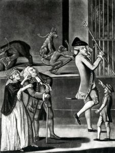 Uma Exposição de Animais Selvagens ou o Macarrão em perigo, 1774 (mezzotint) de English School