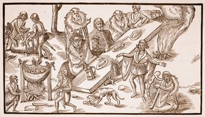 Um banquete irlandês, 1581 (foto sépia) de English School