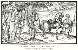 Um chefe irlandês e os seus assistentes (gravura) de English School