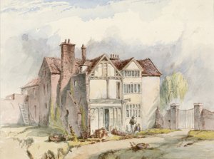 Um edifício antigo em Putney, em Londres; pintura (wc no papel) de English School